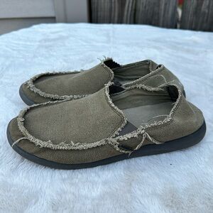 Crocs Canvas Loafers Mens 8 Slip On Tan Boat Shoes Santa Cruz Cloth